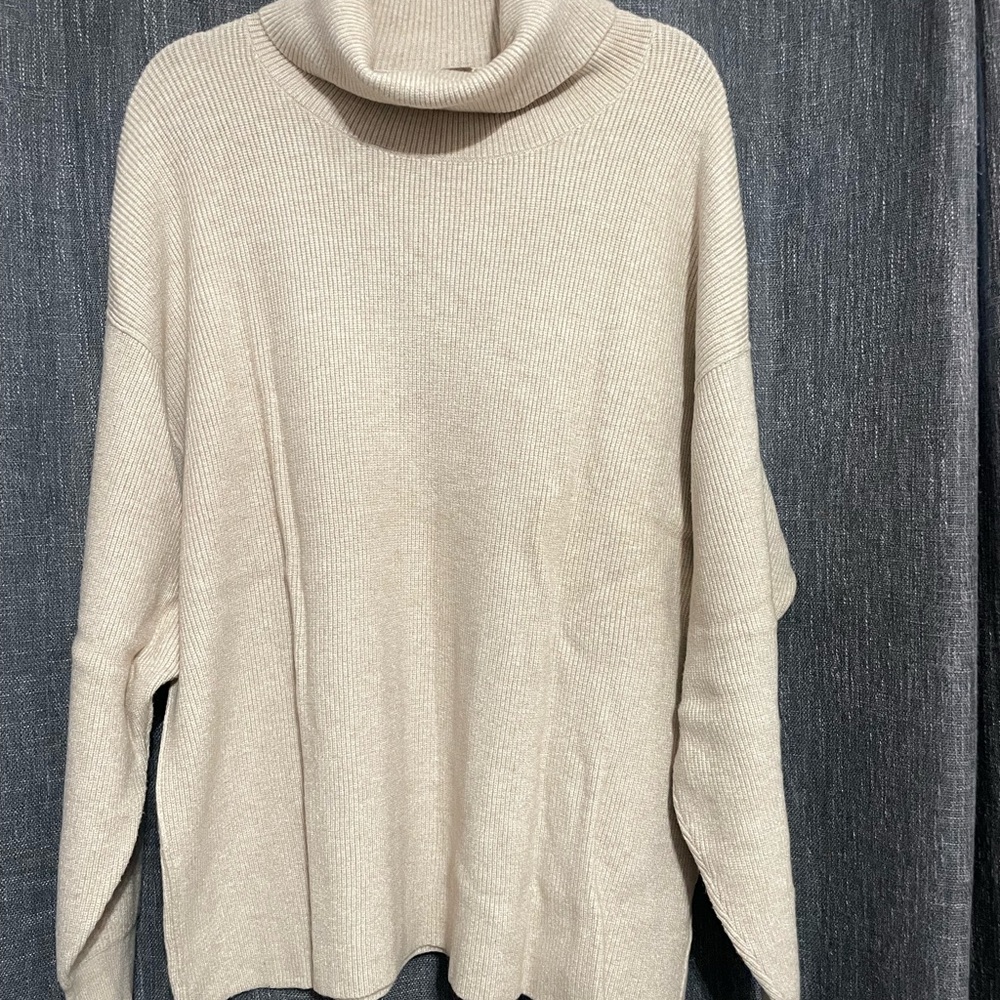 Free People Beige Turtleneck Sweater